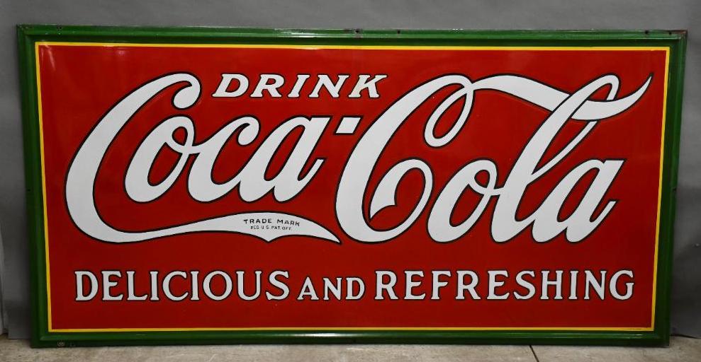 Large Coca-Cola Delicious & Refreshing Porcelain Sign (1 of 8)