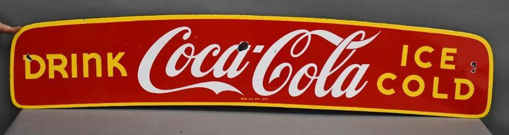 Drink Coca-Cola Ice Cold Porcelain Truck Valance Sign (1 of 2)