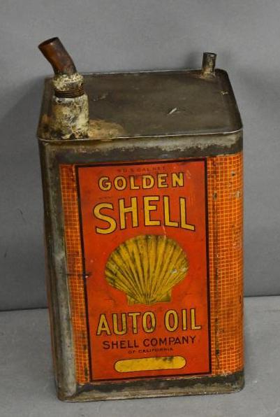 Shell of California Auto Oil Five Gallon Square Metal (1 of 3)