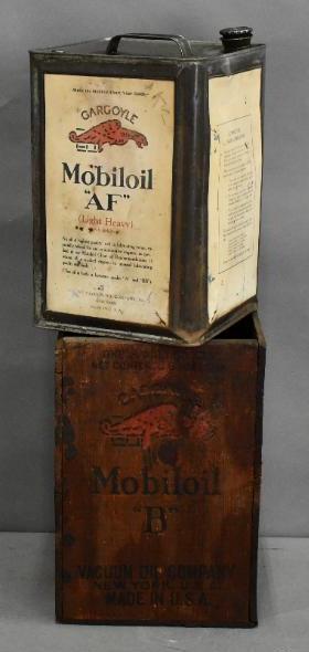 Mobiloil "AF" Motor Oil Five Gallon Square Metal Can (1 of 4)