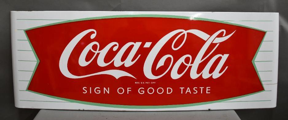 Coca-Cola "Sign of Good Taste" Porcelain Sled Sign (1 of 4)