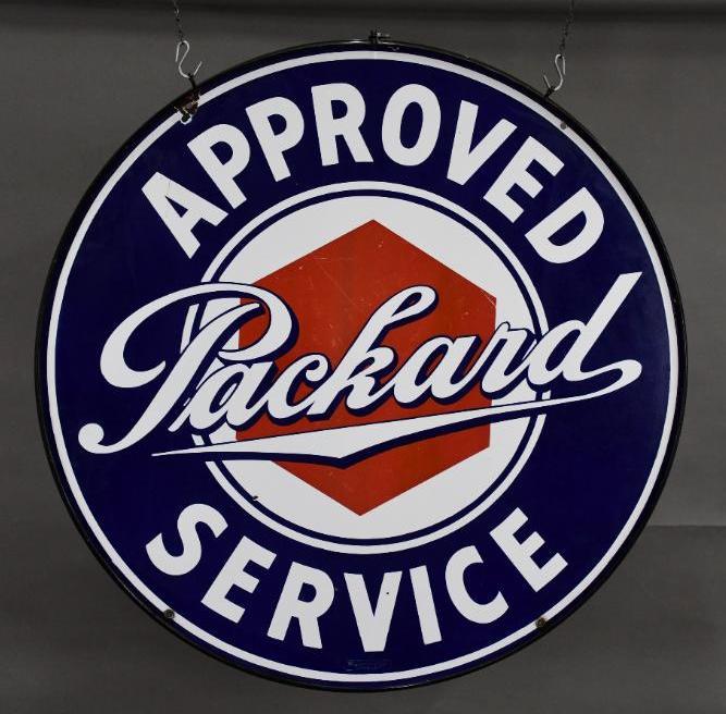 Packard Approved Service w/Lug Nut Logo Porcelain Sign (1 of 3)