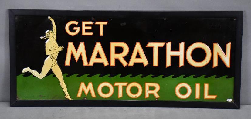 Get Marathon Motor Oil w/Runner Metal Sign (1 of 3)