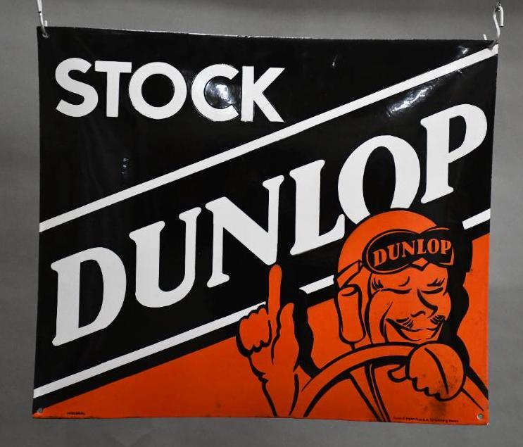 Stock Dunlop w/Race Car Driver Porcelain Sign (1 of 4)