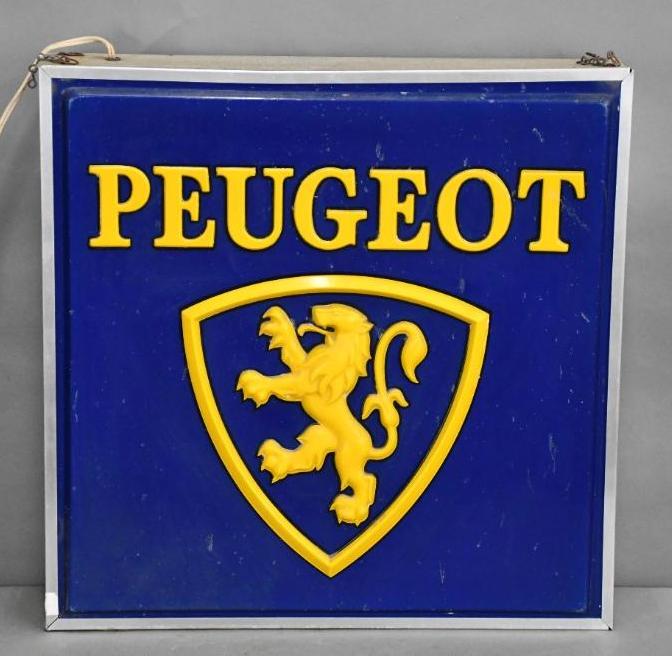 Peugeot w/Lion Logo Plastic Lighted Sign (1 of 4)