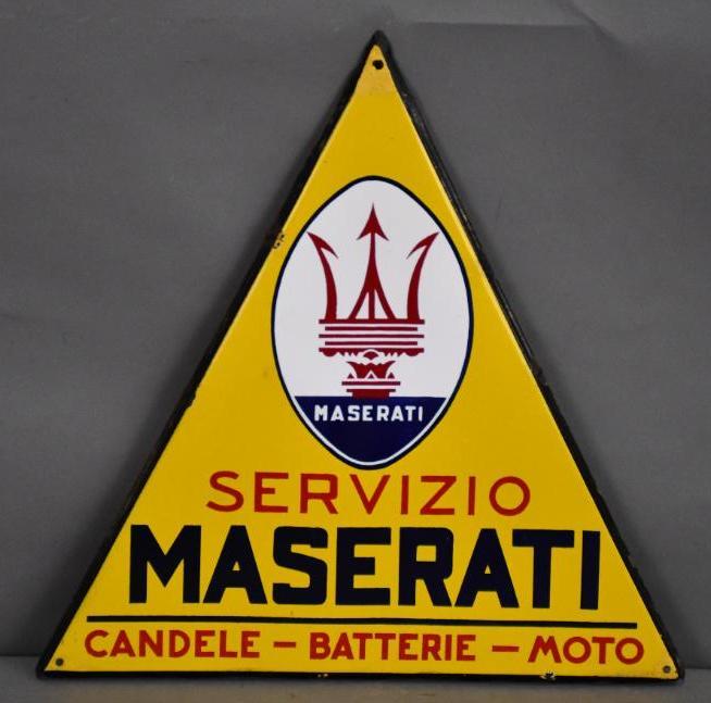 Maserati Servizio w/Trident Logo Porcelain Sign (1 of 4)