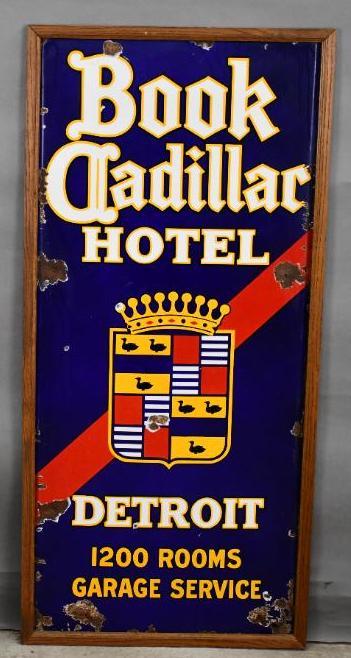 Book Cadillac Hotel w/Crest Porcelain Sign (1 of 4)