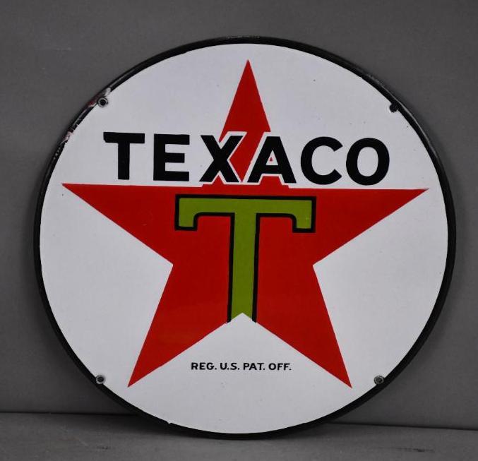 Texaco (black-T) Star Logo Porcelain Sign (1 of 2)