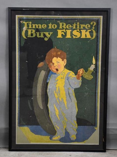 "Time to Re-Tire" Buy Fisk w/Boy Logo Cardboard Poster (1 of 3)
