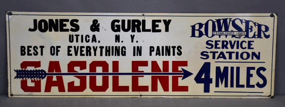 Bowser Service Station Gasoline w/Arrow Metal Sign (1 of 4)