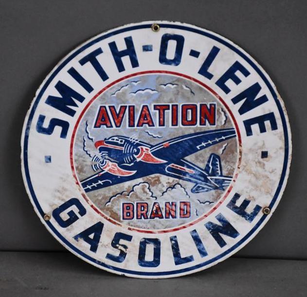 Smith-o-lene Aviation Brand Gasoline Porcelain Pump (1 of 2)