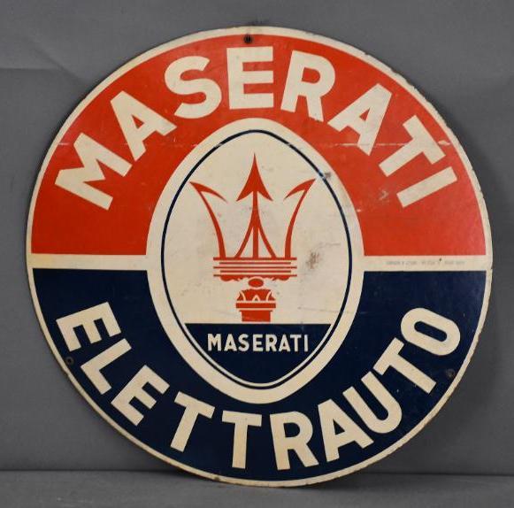 Maserati Elettrauto w/Trident Logo Masonite Sign (1 of 2)