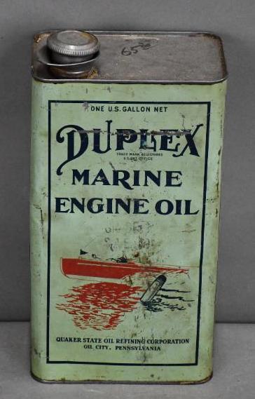 Duplex Marine Engine Oil One Gallon Flat Metal Can (1 of 2)