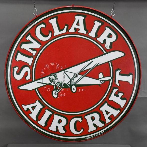Sinclair Aircraft w/Monocoupe Airplane Porcelain Sign (1 of 4)
