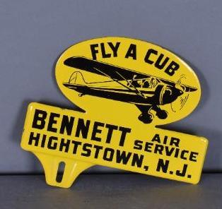 Fly A Cub Bennett Air Service w/Plane Metal License (1 of 2)