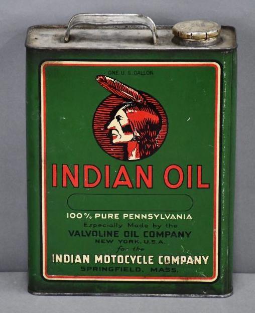 Indian Motorcycle Oil One Gallon Flat Metal Can w/Logo (1 of 4)