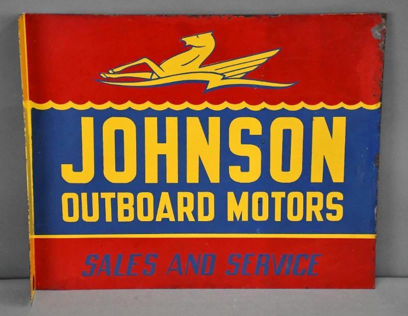 Johnson Outboard Motors Sales & Service w/Logo Metal (1 of 3)