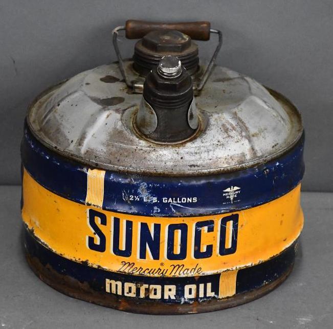 Sunoco Motor Oil 2.5 Gallon Round Metal Can (1 of 2)