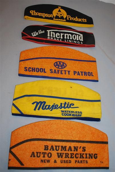 5-Grease Monkey Hats AAA, Auto Wrecking, Majestic,: 5-Grease Monkey Hats AAA, Auto Wrecking, Majestic, Thompson & Thermoid,