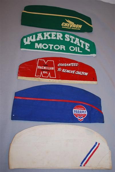 5-Grease Monkey Hats 3-Chevron or Standard, Quaker: 5-Grease Monkey Hats 3-Chevron or Standard, Quaker State & Macmillan,