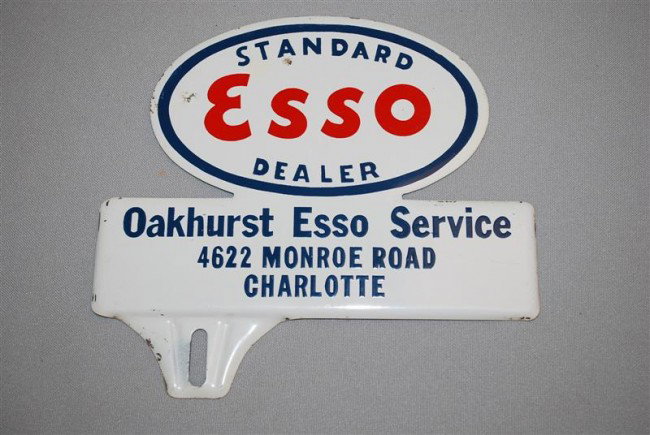 Esso Standard Dealer SST diecut license plate atta: Esso Standard Dealer SST diecut license plate attachment, 6x6.5 inches,