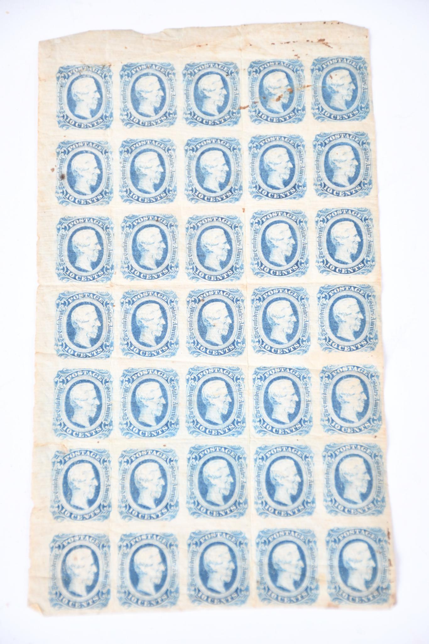 Jefferson Davis Civil War Era Confederate Postage Stamp Block (1 of 6)