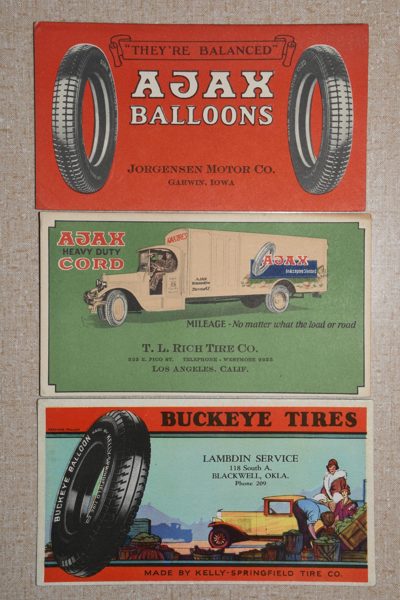 Lot of 3- AJAX & Buckeye Tires Ink Blotters (1 of 4)