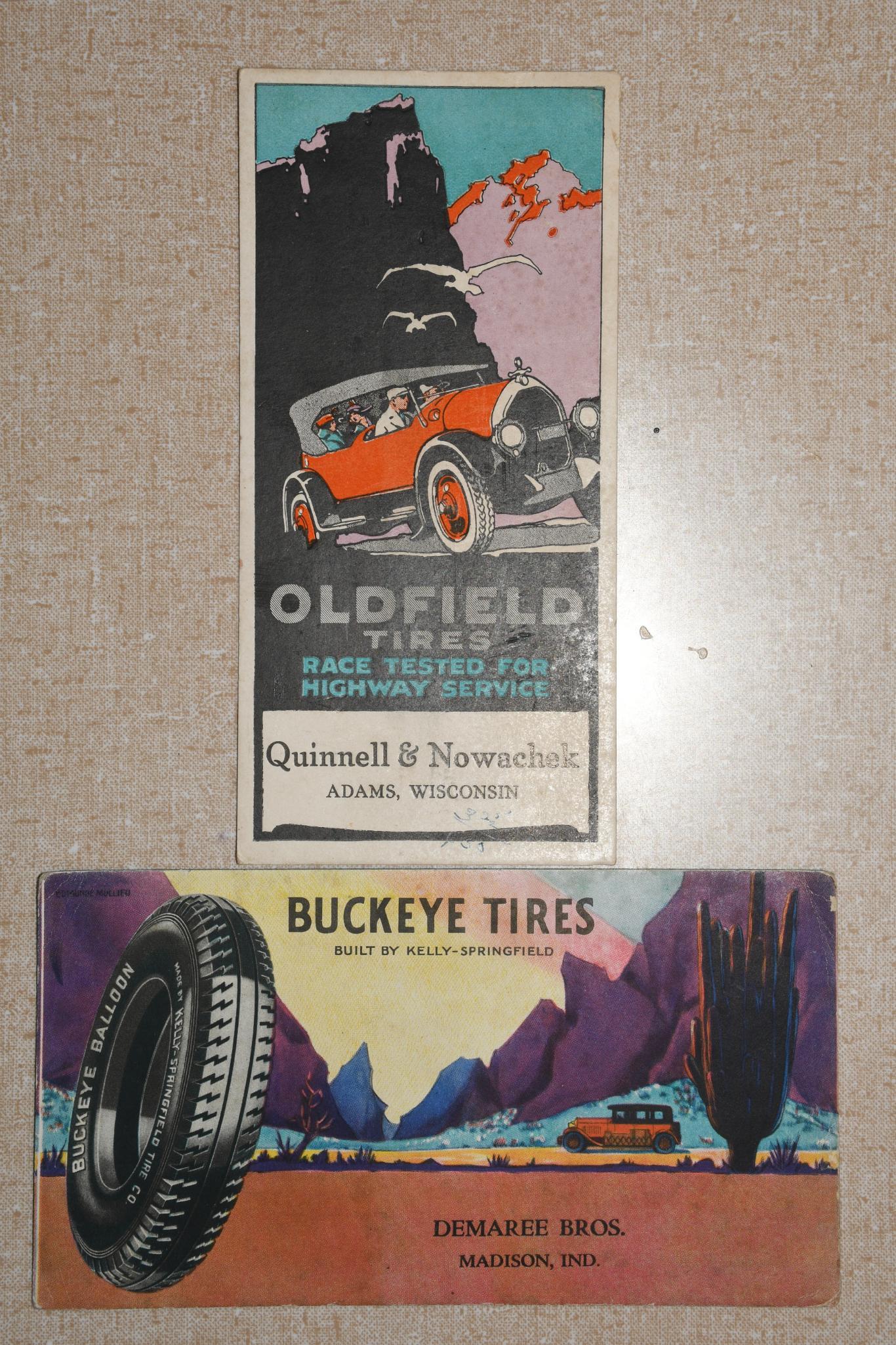 Lot of 2- Oldfield Tires & Buckeye Tires Ink Blotters (1 of 7)
