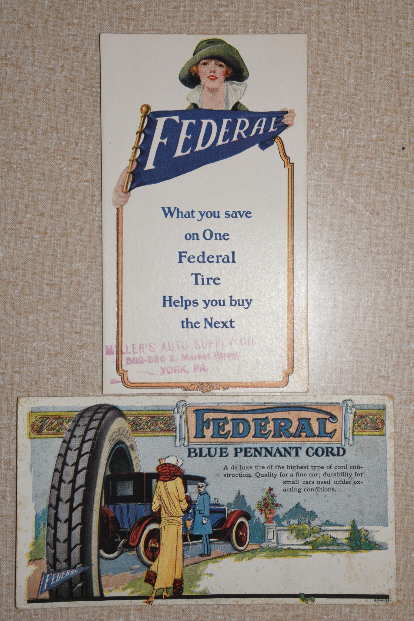 Lot of 2- Federal Tires Ink Blotters (1 of 4)