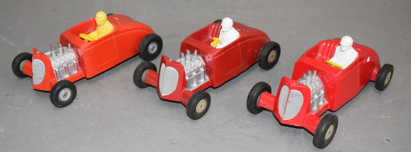 3-Sanders Hot Rods: rated 7, 7"L., plastic body and metal bottom, all have wear, motors do not work.