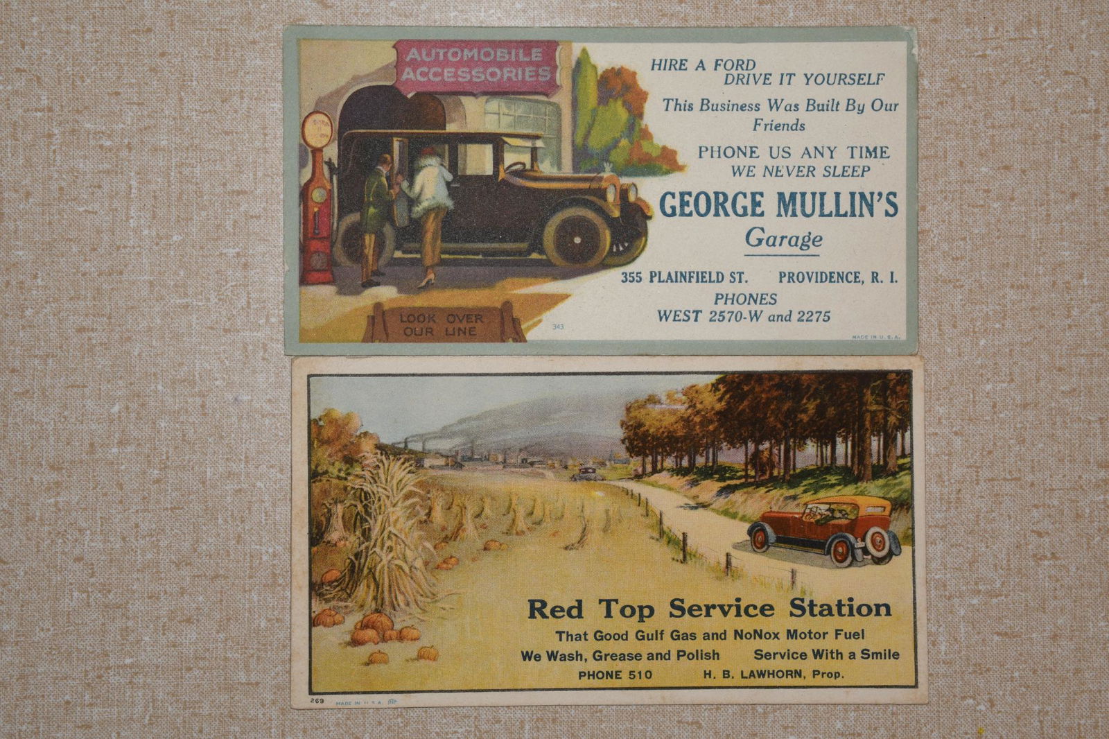 Lot of 2- Service Station & Garage Advertising Ink Blotters (1 of 4)