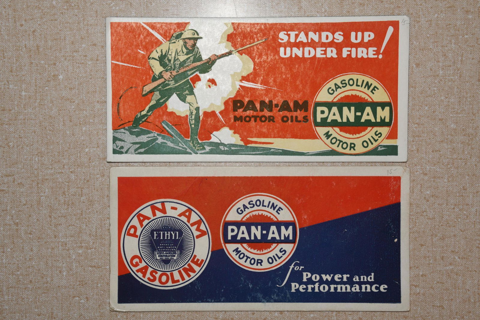 Lot of 2- PAN-AM Gasoline Motor Oils Ink Blotters (1 of 4)