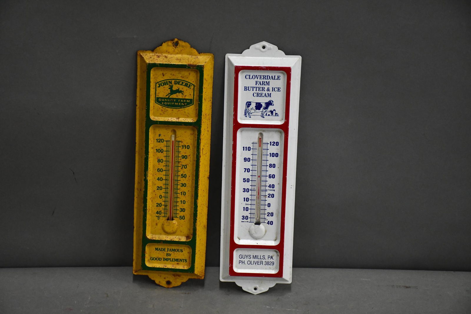 John Deere & Cloverdale Farm Metal Thermometers (1 of 3)