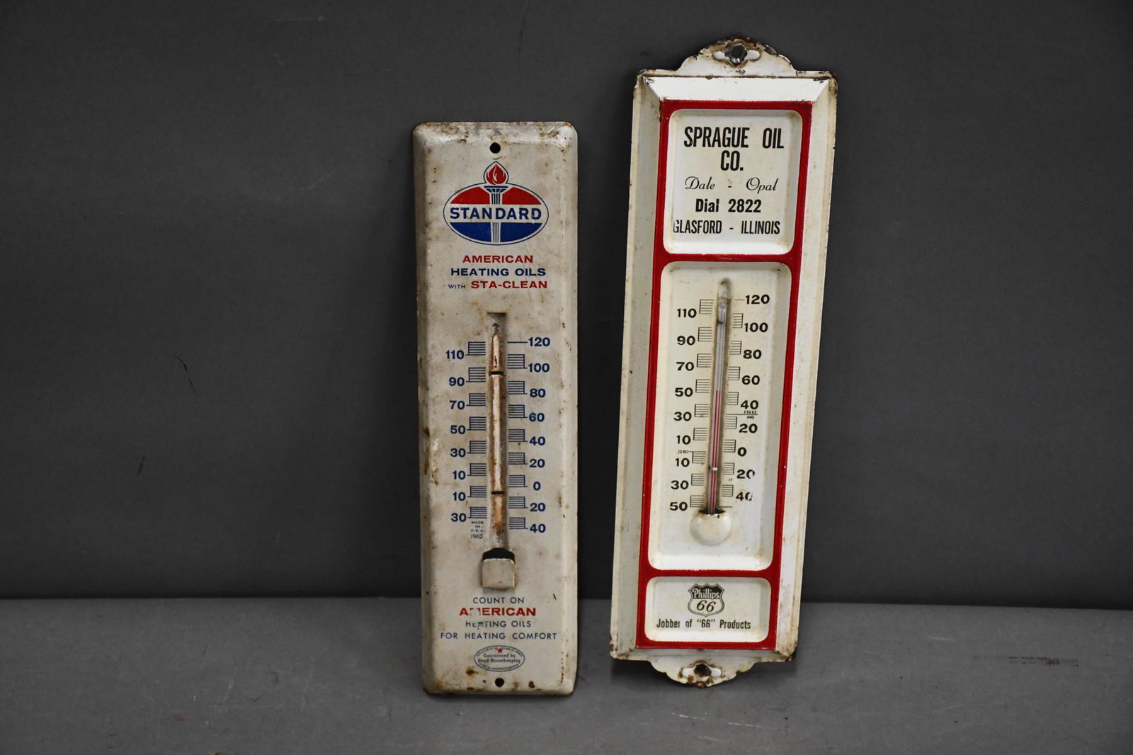 Phillips 66 & Standard Oil Metal Thermometers (1 of 4)