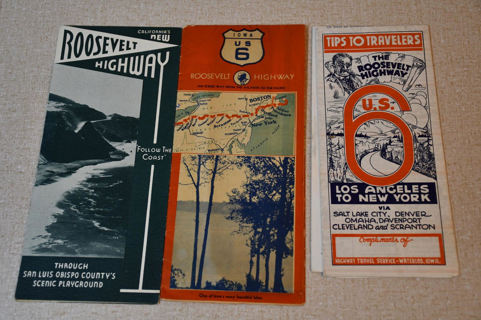 3-Circa 1930's Roosevelt Highway Road Maps (1 of 3)