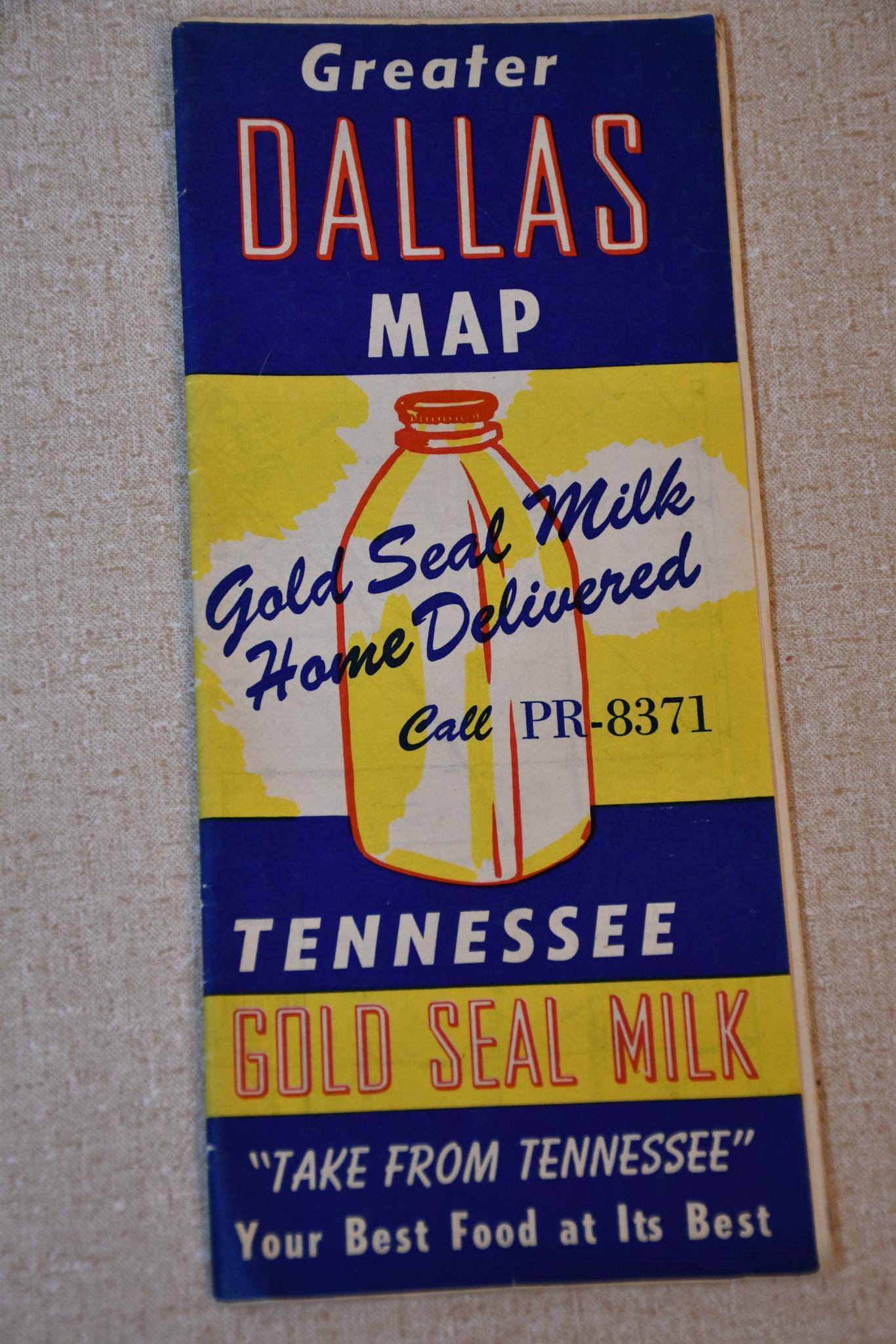 1949 Gold Seal Milk Road Map of Dallas (1 of 2)