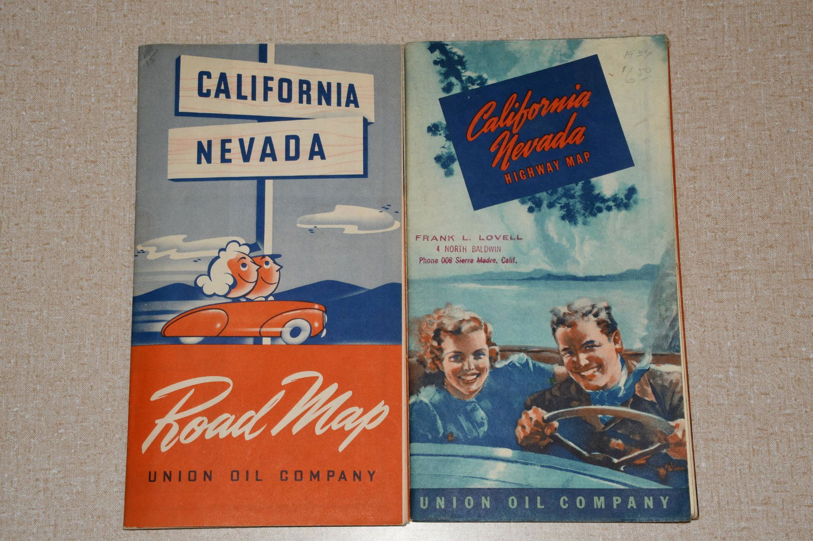 1940 & 1942 Union Oil Company Road Maps California, Nevada (1 of 3)