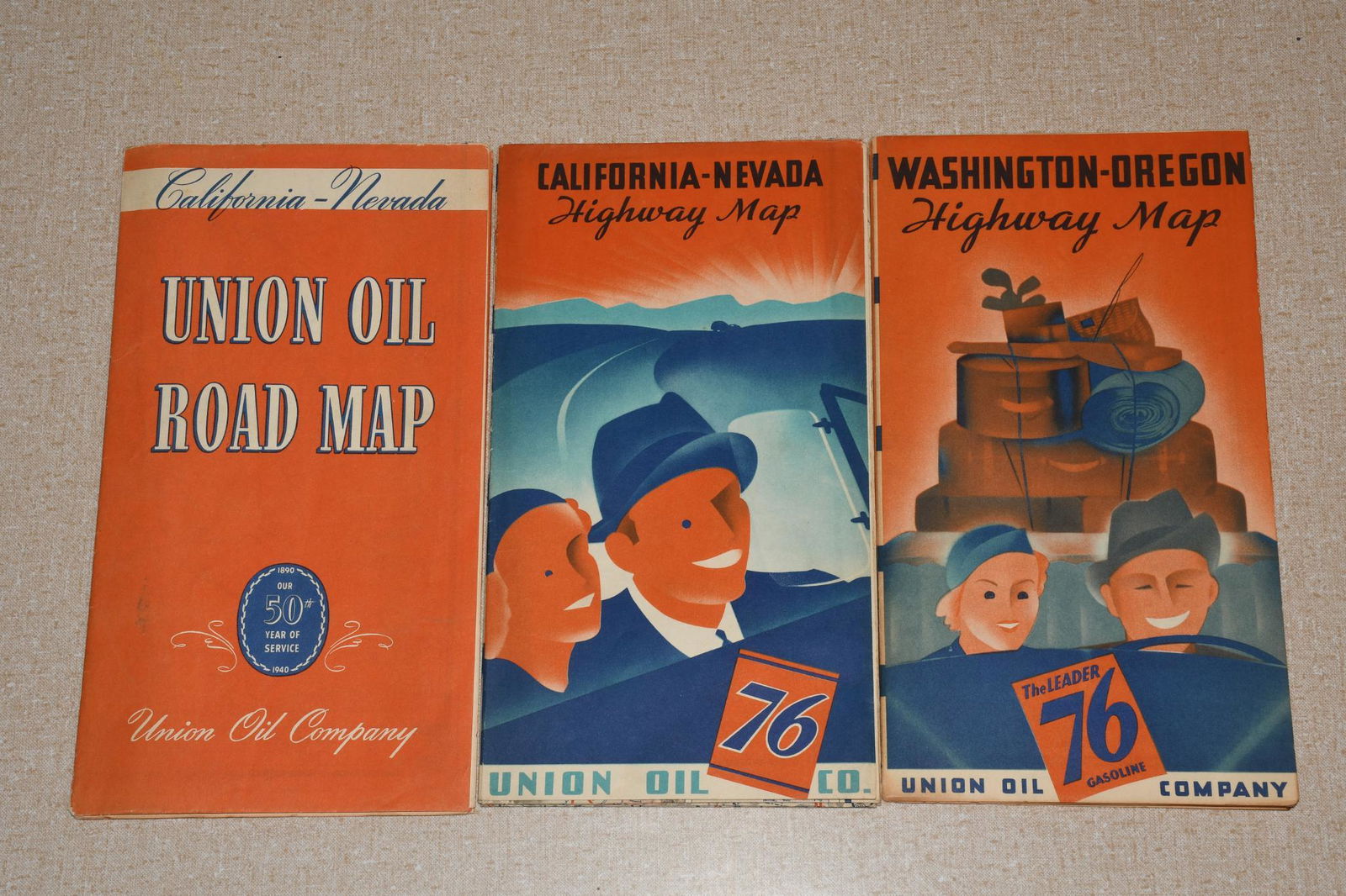 1937, 1938 & 1940 Union Oil Company Road Maps (1 of 3)