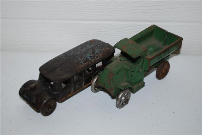 Cast Iron Bus and Truck, 4 inches long,: Cast Iron Bus and Truck, 4 inches long,