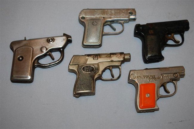 5-Auto Style Cap Guns, cast iron, 4.5 inches long: 5-Auto Style Cap Guns, cast iron, 4.5 inches long or less,