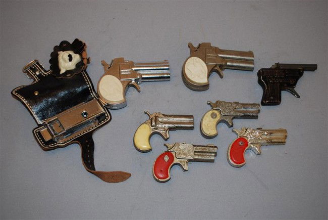 6-Derringer Style Cap Guns, diecast, 4 inches long: 6-Derringer Style Cap Guns, diecast, 4 inches long or less,