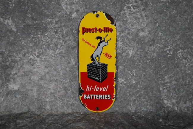 Prest-O-lite "Hi-Level" Batteries, SSP door push, 1: Prest-O-lite "Hi-Level" Batteries, SSP door push, 11.5x4 inches,