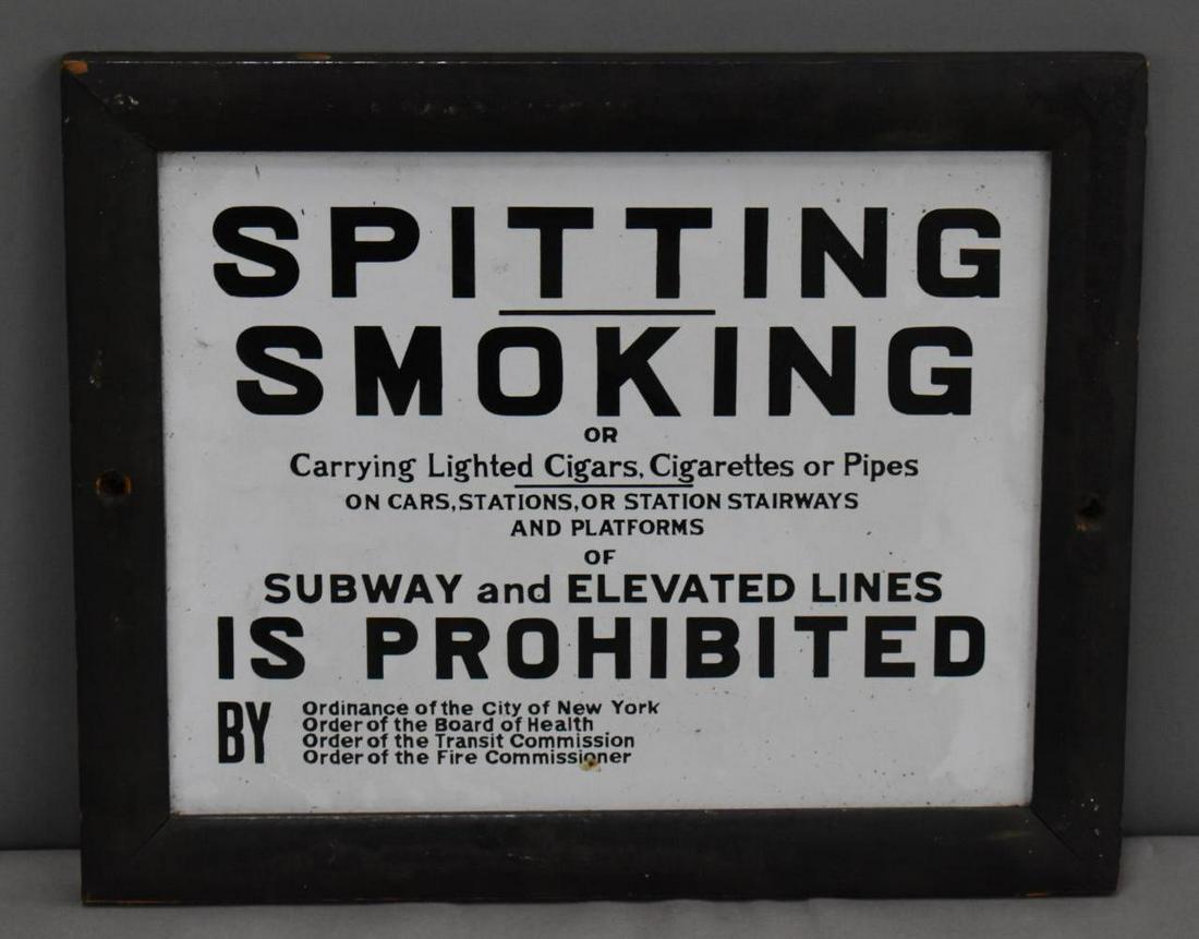 Spitting Smoking Is Prohibited In Subway Porcelain Sign (TAC) (1 of 2)