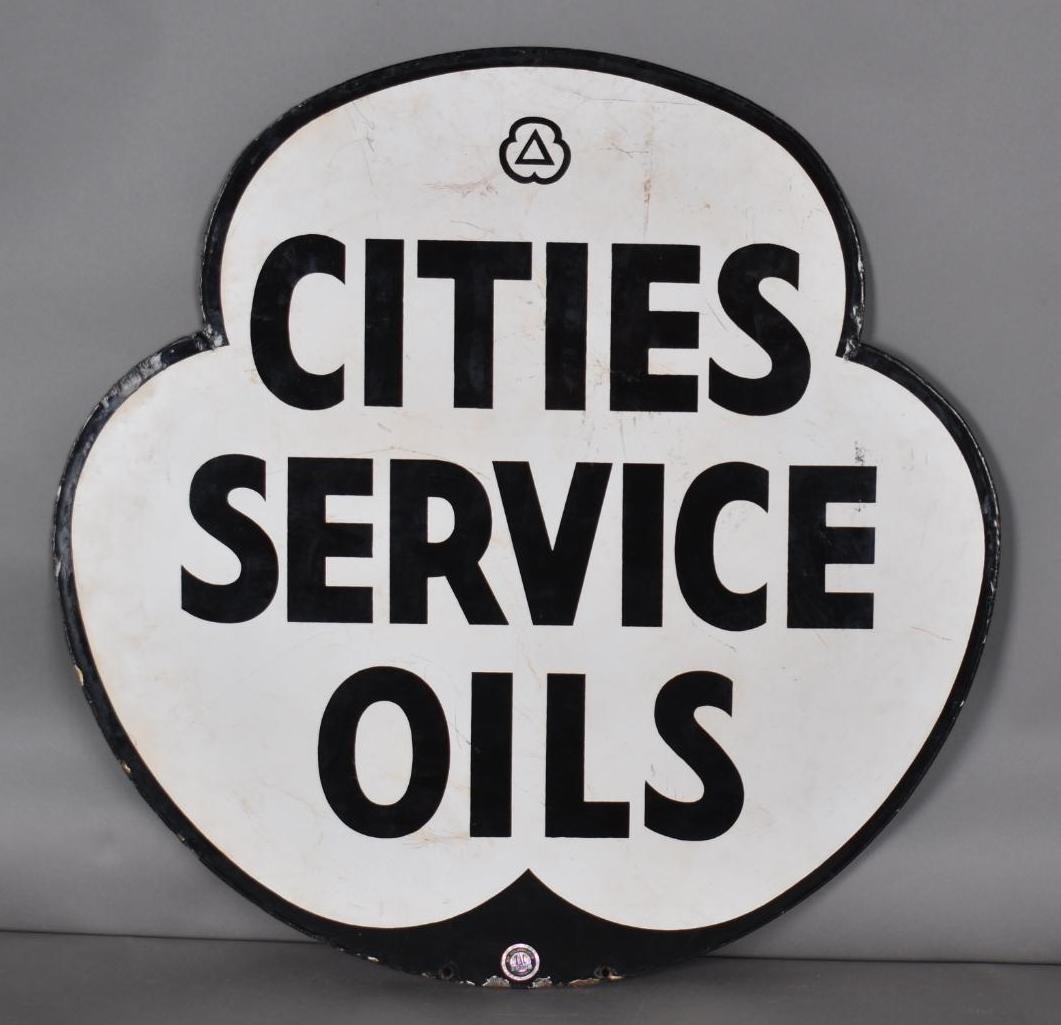 Cities Service Oils w/Logo Porcelain Sign (TAC) (1 of 2)