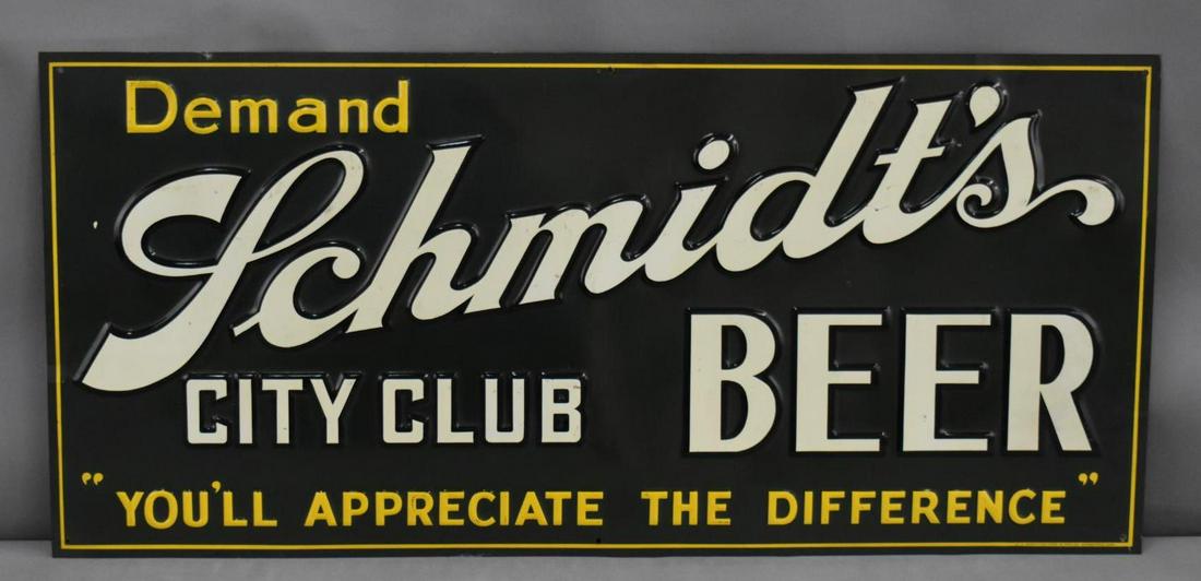 Demand Schmidt's City Club Beer Metal Sign (TAC) (1 of 3)