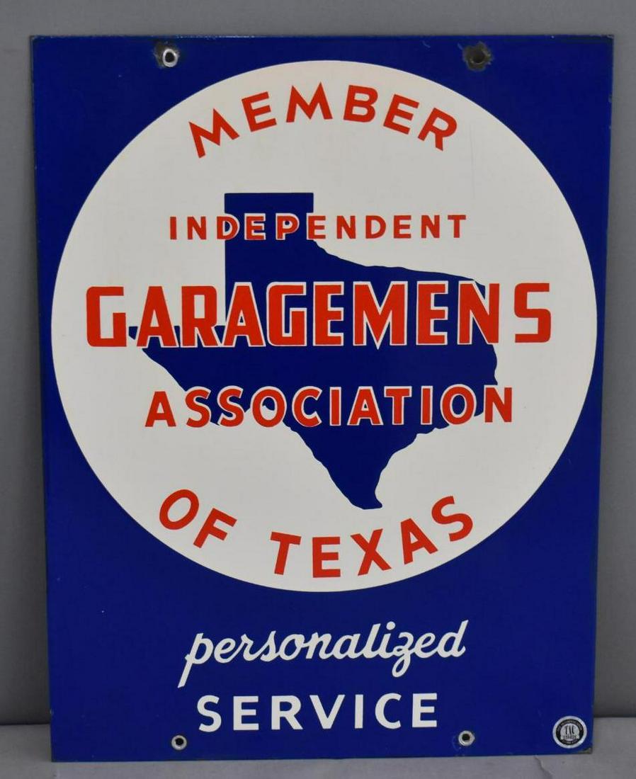 Member Independent Garagemens Asso. of Texas Porcelain Sign (TAC) (1 of 3)