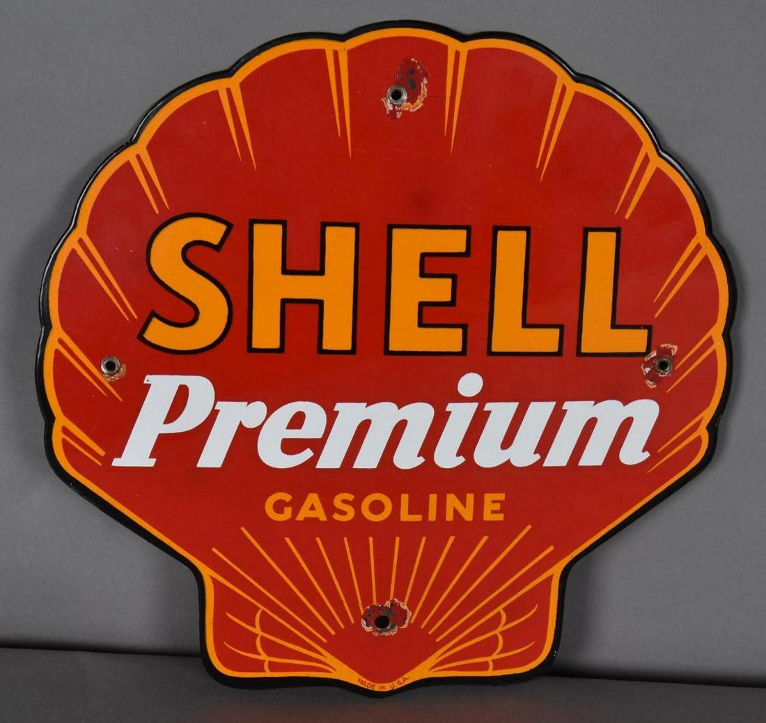 Shell Premium Gasoline Porcelain Pump Sign (TAC) (1 of 3)