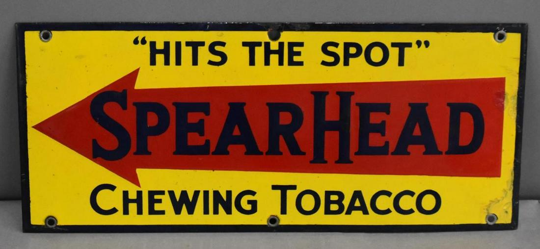 Spear Head Chewing Tobacco Porcelain Sign (TAC) (1 of 3)