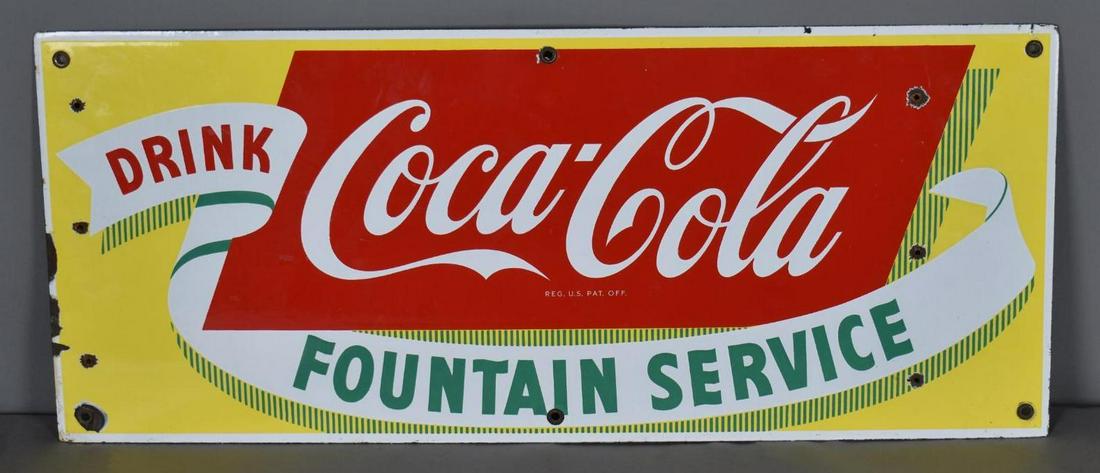 Drink Coca-Cola Fountain Service Porcelain Sign (TAC) (1 of 2)