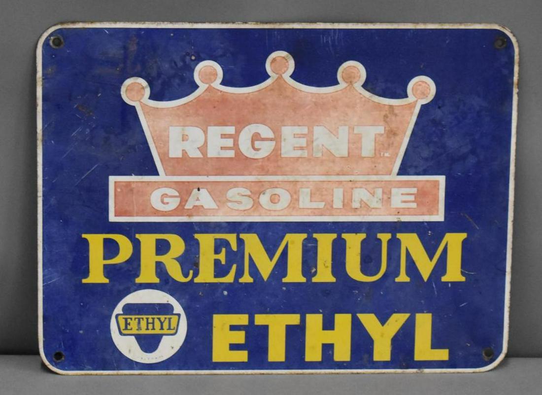 Regent Gasoline Premium Ethyl w/Logo Metal Pump Sign (TAC) (1 of 2)